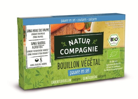 BULION - KOSTKI WARZYWNE BEZ DODATKU CUKRÓW O NISKIEJ ZAWARTOŚCI SOLI BIO (8 x 8,5 g) 68 g - NATUR COMPAGNIE NATUR COMPAGNIE (buliony, kostki rosołowe)