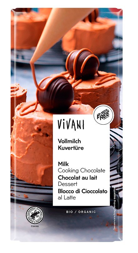 CZEKOLADA KUWERTURA MLECZNA DO GOTOWANIA BIO 200 g - VIVANI VIVANI (czekolady, batony, kakao instant)