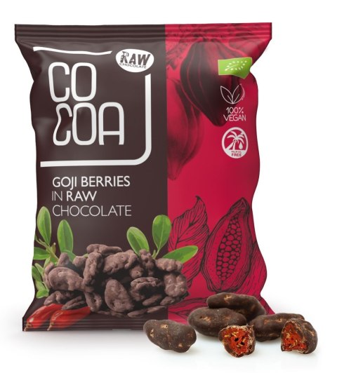 JAGODY GOJI W CZEKOLADZIE SUROWEJ BIO 70 g - COCOA COCOA (czekolady i bakalie w surowej czekoladzie)