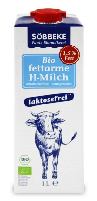 MLEKO BEZ LAKTOZY (1,5 % TŁUSZCZU) BIO 1 L - SOBBEKE SOBBEKE (nabiał z mleka krowiego)