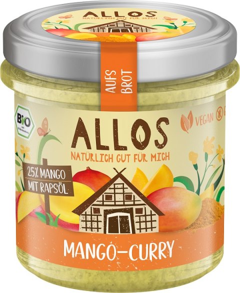 PASTA KREMOWA Z MANGO I CURRY BEZGLUTENOWA BIO 140 g - ALLOS ALLOS (musy, musli, chałwa, syrop z agawy)