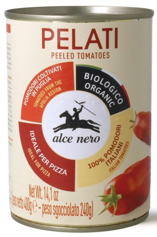 POMIDORY PELATI BEZ SKÓRY BIO 400 g (240 g) - ALCE NERO ALCE NERO (włoskie produkty)