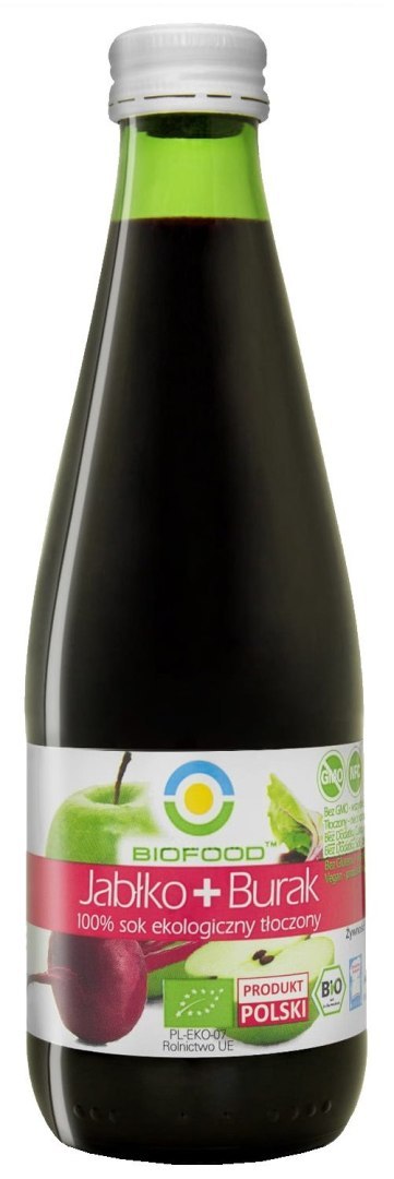 SOK JABŁKOWO - BURACZKOWY NFC BEZGLUTENOWY BIO 300 ml - BIOFOOD BIOFOOD (soki, przetwory, octy, olej kokosowy)