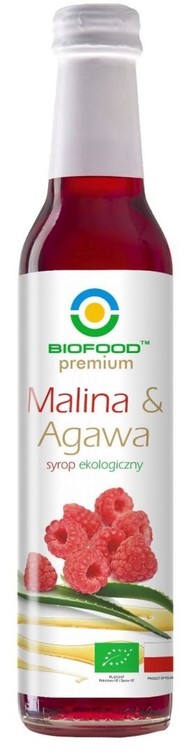 SYROP MALINA Z AGAWĄ BIO 250 ml - BIOFOOD BIOFOOD (soki, przetwory, octy, olej kokosowy)