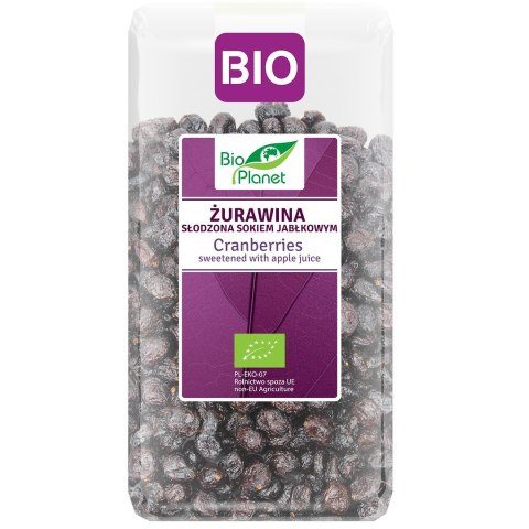 ŻURAWINA SŁODZONA SOKIEM JABŁKOWYM BIO 400 g - BIO PLANET BIO PLANET - seria FIOLETOWA (owoce suszone)