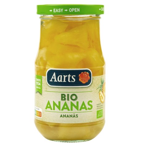 ANANAS KAWAŁKI W LEKKIM SYROPIE BIO 350 g (190 g) (SŁOIK) - AARTS AARTS (owoce i warzywa w zalewie)