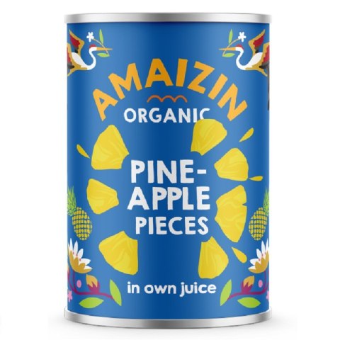 ANANAS KAWAŁKI W SOKU WŁASNYM BIO 400 g (250 g) - AMAIZIN AMAIZIN (napoje kokosowe, tortilla, chipsy, inne)