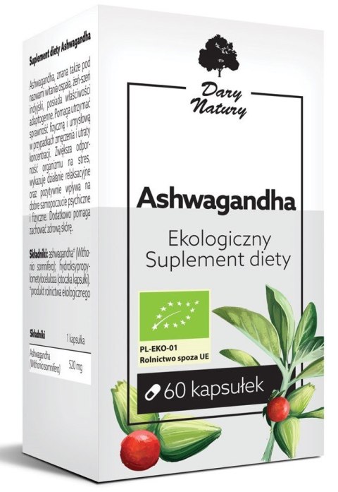 ASHWAGANDHA BIO (520 mg) 60 KAPSUŁEK - DARY NATURY DARY NATURY - inne