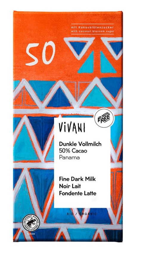 CZEKOLADA MLECZNA GORZKA 50 % KAKAO BIO 80 g - VIVANI VIVANI (czekolady, batony, kakao instant)