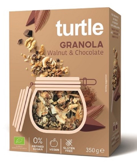 GRANOLA ORZECHY WŁOSKIE - CZEKOLADA BEZGLUTENOWA BIO 350 g - TURTLE TURTLE (owsianki, płatki)
