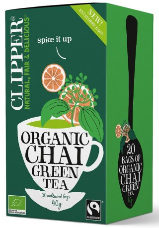 HERBATA ZIELONA CHAI Z CYNAMONEM I KARDAMONEM FAIR TRADE BIO (20 x 2 g) 40 g - CLIPPER CLIPPER (herbaty i herbatki)