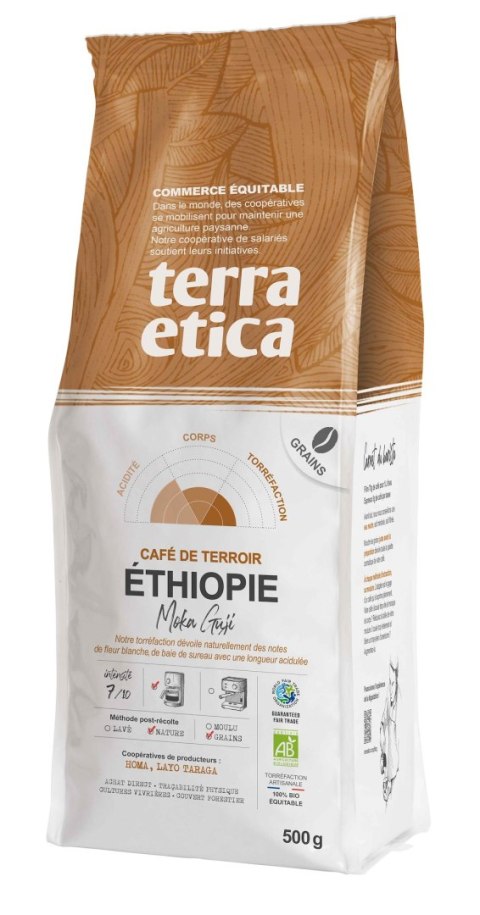 KAWA ZIARNISTA ARABICA 100 % MOKA GUJI ETIOPIA FAIR TRADE BIO 500 g - TERRA ETICA TERRA ETICA (kawy, czekolady do picia, kakao)