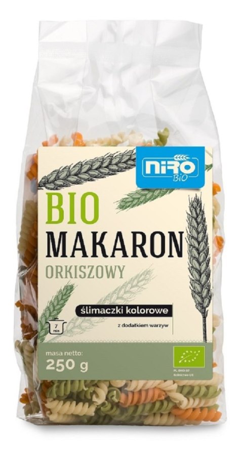 MAKARON (ORKISZOWY TRÓJKOLOROWY) ŚLIMACZKI BIO 250 g - NIRO NIRO (makarony orkiszowe)