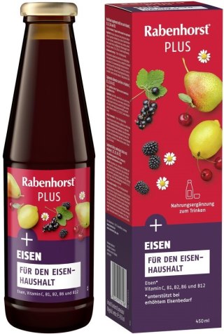 NAPÓJ OWOCOWO - ZIOŁOWY Z ŻELAZEM I WITAMINAMI C, B1, B2, B6, B12 450 ml - RABENHORST RABENHORST (soki, napoje)