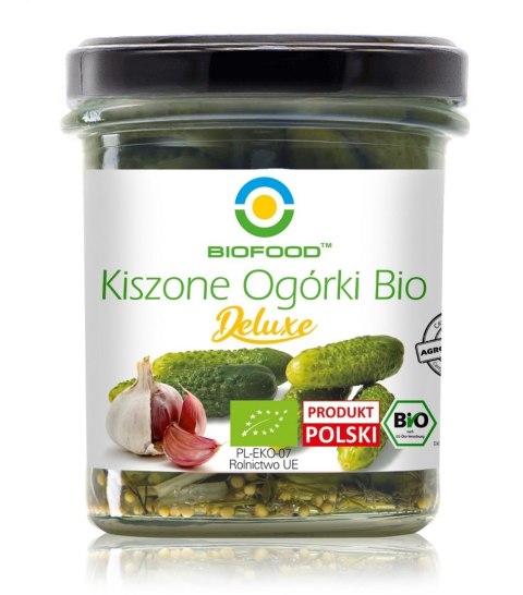 OGÓRKI KISZONE DELUXE BIO 320 g (230 g) - BIOFOOD BIOFOOD (soki, przetwory, octy, olej kokosowy)
