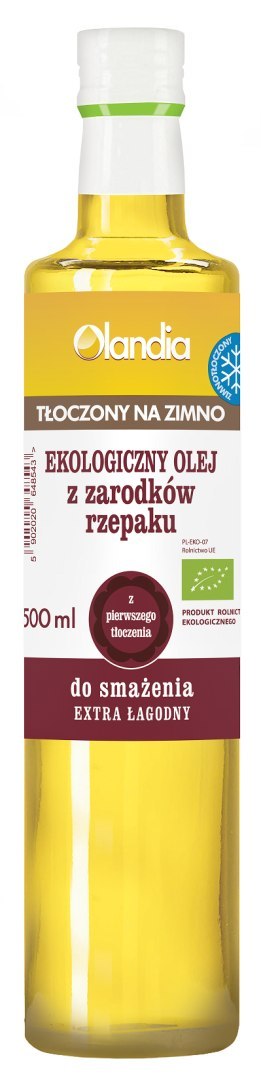 OLEJ Z ZARODKÓW RZEPAKU DO SMAŻENIA TŁOCZONY NA ZIMNO BIO 500 ml - OLANDIA OLANDIA (oleje)