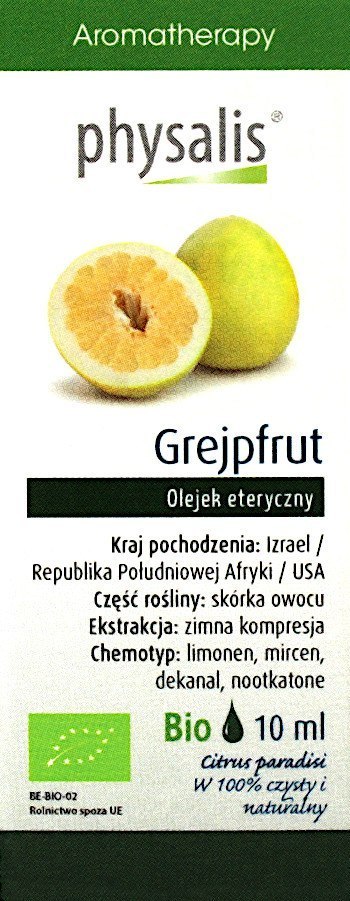 OLEJEK ETERYCZNY GREJPFRUT BIO 10 ml - PHYSALIS PHYSALIS (olejki eteryczne, suplementy)