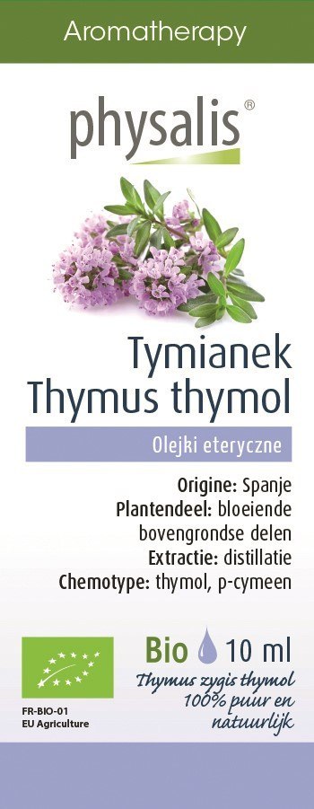 OLEJEK ETERYCZNY TYMIANEK THYMUS ZYGIS THYMOL BIO 10 ml - PHYSALIS PHYSALIS (olejki eteryczne, suplementy)