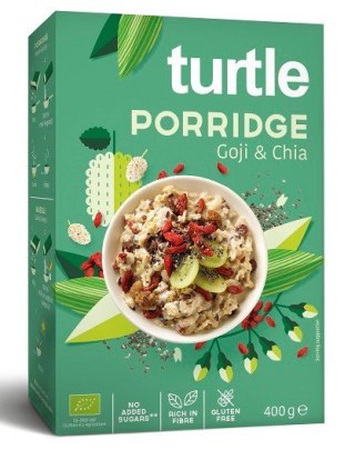 OWSIANKA Z JAGODAMI GOJI I NASIONAMI CHIA BEZ DODATKU CUKRÓW BEZGLUTENOWA BIO 400 g - TURTLE TURTLE (owsianki, płatki)
