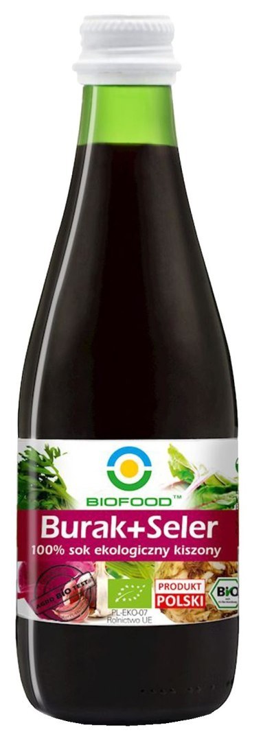 SOK Z BURAKÓW I SELERÓW KISZONYCH NFC BEZGLUTENOWY BIO 300 ml - BIOFOOD BIOFOOD (soki, przetwory, octy, olej kokosowy)