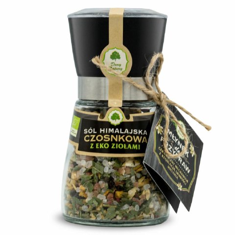 SÓL HIMALAJSKA W MŁYNKU Z BIO ZIOŁAMI CZOSNKOWA 140 g - DARY NATURY DARY NATURY - przyprawy i zioła