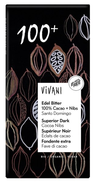TABLICZKA GORZKA 100 % KAKAO BIO 80 g - VIVANI VIVANI (czekolady, batony, kakao instant)