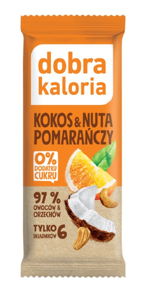 BATON DAKTYLOWY KOKOS & NUTA POMARAŃCZY BEZ DODATKU CUKRÓW 35 g - DOBRA KALORIA DOBRA KALORIA (batony, produkty śniad. i wege)