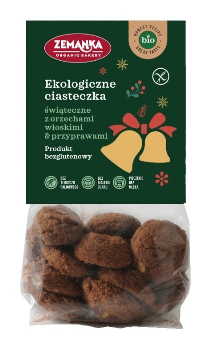CIASTKA ŚWIĄTECZNE Z ORZECHAMI WŁOSKIMI I PRZYPRAWAMI KORZENNYMI BEZGLUTENOWE BIO 100 g - ZEMANKA (PRODUKT SEZONOWY) ZEMANKA (ciastka, krakersy)