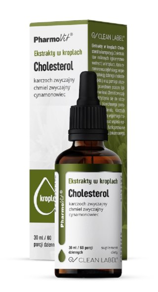 EKSTRAKTY W KROPLACH NA PRAWIDŁOWY POZIOM CHOLESTEROLU BEZGLUTENOWE 30 ml - PHARMOVIT (CLEAN LABEL) PHARMOVIT (suplementy diety)