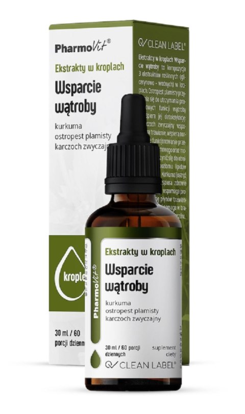 EKSTRAKTY W KROPLACH NA WSPARCIE WĄTROBY BEZGLUTENOWE 30 ml - PHARMOVIT (CLEAN LABEL) PHARMOVIT (suplementy diety)