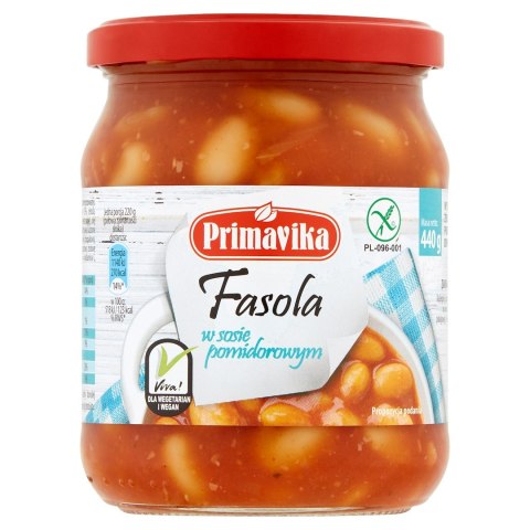 FASOLA W SOSIE POMIDOROWYM BEZGLUTENOWA 440 g - PRIMAVIKA PRIMAVIKA (przetwory i pasty vege)