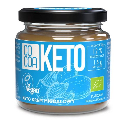 KREM MIGDAŁOWY Z OLEJEM MCT BEZ DODATKU CUKRÓW KETO BIO 200 g - COCOA COCOA (czekolady i bakalie w surowej czekoladzie)