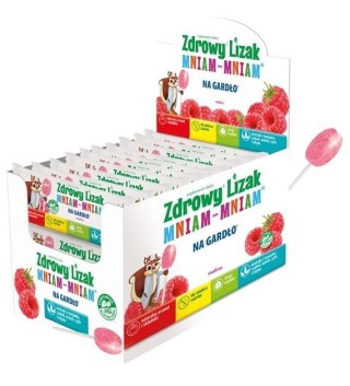 LIZAK O SMAKU MALINOWYM NA GARDŁO BEZ CUKRU BEZGLUTENOWY 6 g - MNIAM MNIAM STARPHARMA MNIAM MNIAM STARPHARMA (lizaki)