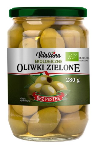 OLIWKI ZIELONE BEZ PESTEK W ZALEWIE BIO 280 g (150 g)- VITALIANA VITALIANA (włoskie produkty)