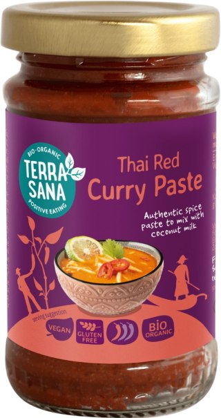 PASTA TAJSKA CZERWONE CURRY BIO 120 g - TERRASANA TERRASANA (kremy, makarony, sosy sojowe, inne)