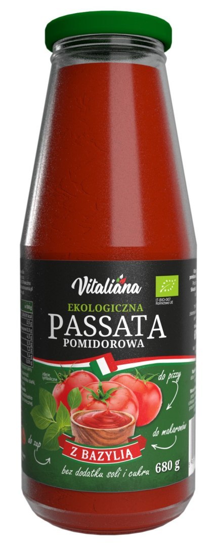 SOS POMIDOROWY PASSATA Z BAZYLIĄ BIO 680 g - VITALIANA VITALIANA (włoskie produkty)