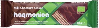 WAFELEK Z SAMOPSZY Z KREMEM MLECZNO - KAKAOWYM W POLEWIE Z CZEKOLADY MLECZNEJ BIO 40 g - HARMONICA HARMONICA (wafelki)