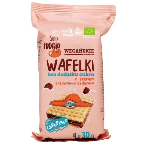 WAFELKI Z KREMEM KAKAOWO - ORZECHOWYM BEZ DODATKU CUKRÓW BIO (4 szt.) 120 g - ME GUSTO (SUPER FUDGIO) ME GUSTO (krówki wegańskie, czekolady, wafelki)
