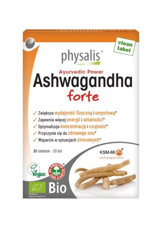 ASHWAGANDHA FORTE EKSTRAKT BIO (600 mg) 30 TABLETEK - PHYSALIS PHYSALIS (olejki eteryczne, suplementy)