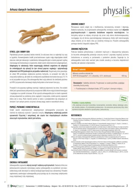 ASHWAGANDHA FORTE EKSTRAKT BIO (600 mg) 30 TABLETEK - PHYSALIS PHYSALIS (olejki eteryczne, suplementy)