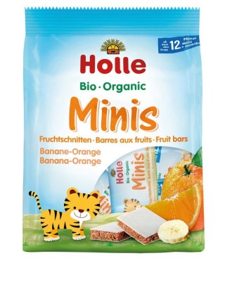 BATONIKI MINI BANAN - POMARAŃCZA OD 12 MIESIĄCA BIO (8 x 12,5 g) 100 g - HOLLE HOLLE (żywność dla niemowląt)