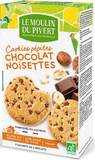 CIASTKA Z CZEKOLADĄ I ORZECHAMI LASKOWYMI BIO 175 g - LE MOULIN DU PIVERT LE MOULIN DU PIVERT (ciastka, ciasteczka)