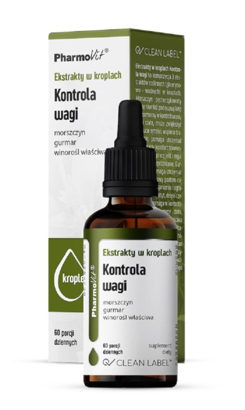 EKSTRAKTY W KROPLACH NA KONTROLĘ WAGI BEZGLUTENOWE 30 ml - PHARMOVIT (CLEAN LABEL) PHARMOVIT (suplementy diety)