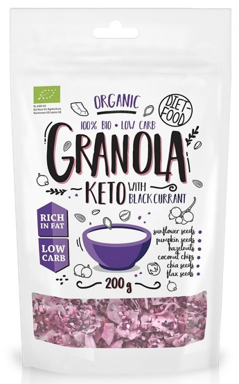 GRANOLA CZARNA PORZECZKA KETO BIO 200 g - DIET-FOOD DIET-FOOD