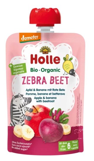 MUS BURACZANA ZEBRA (JABŁKO - BANAN - BURAK) BEZ DODATKU CUKRÓW BEZGLUTENOWA OD 6 MIESIĄCA DEMETER BIO 100 g - HOLLE HOLLE (żywność dla niemowląt)