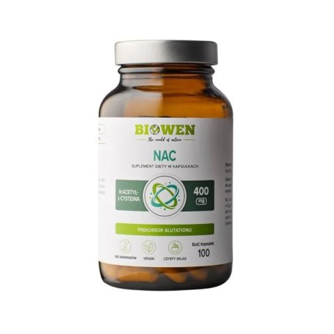 NAC (N-ACETYLO-L-CYSTEINA) (400 mg) BEZGLUTENOWA 100 KAPSUŁEK - BIOWEN BIOWEN (suplementy diety)