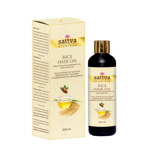 OLEJEK DO WŁOSÓW RYŻOWY Z OLEJKIEM ROZMARYNOWYM I ARGANOWYM 200 ml - SATTVA (AYURVEDA) SATTVA (kosmetyki ajurwedyjskie, kadzidełka)