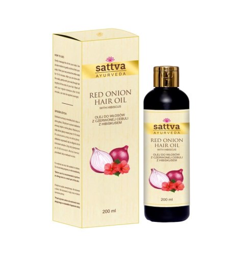 OLEJEK DO WŁOSÓW Z CZERWONEJ CEBULI Z HIBISKUSEM 200 ml - SATTVA SATTVA (kosmetyki ajurwedyjskie, kadzidełka)
