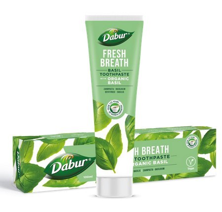 PASTA DO ZĘBÓW ŚWIEŻY ODDECH Z BAZYLIĄ BEZ FLUORU 100 ml - DABUR DABUR (pasty do zębów, kosmetyki)