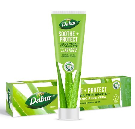 PASTA DO ZĘBÓW UKOJENIE + OCHRONA Z ALOESEM BEZ FLUORU 100 ml - DABUR DABUR (pasty do zębów, kosmetyki)